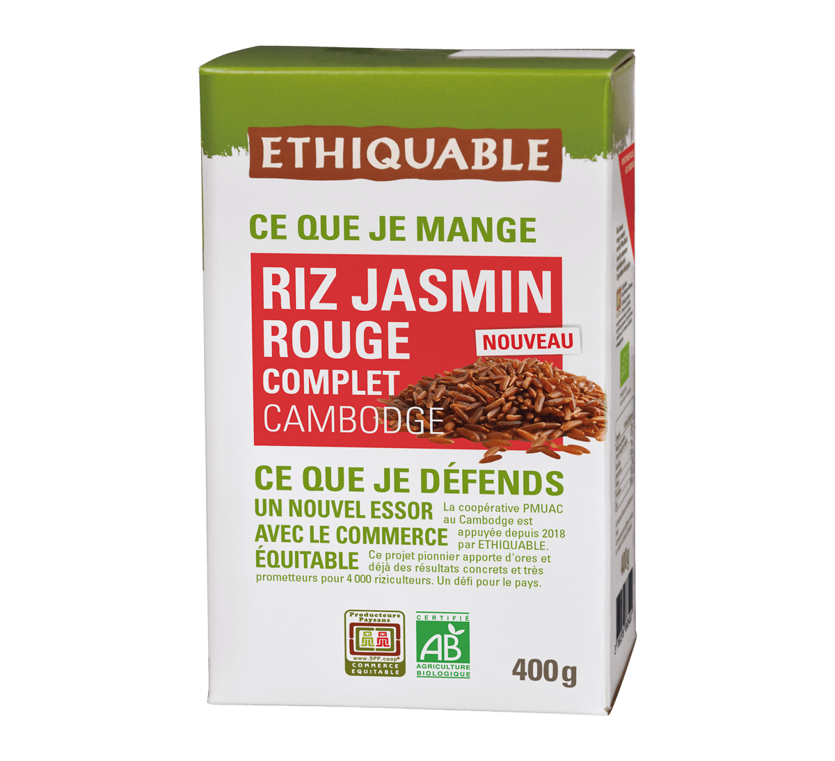 Riz jasmin rouge bio complet du Cambodge issu du Commerce Equitable I Ethiquable