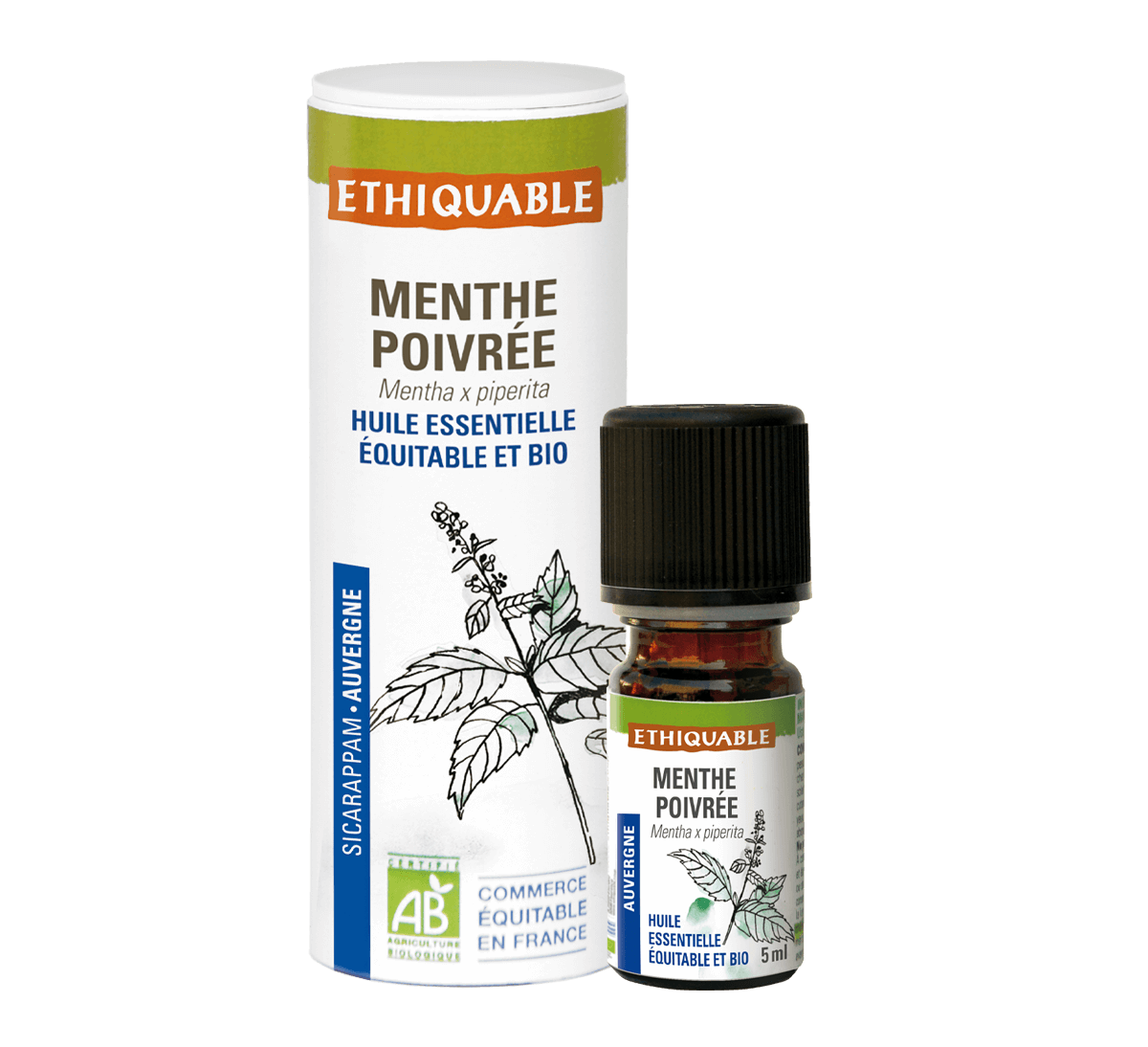 Ethiquable - Huile essentielle de menthe poivrée bio française issue du commerce équitable