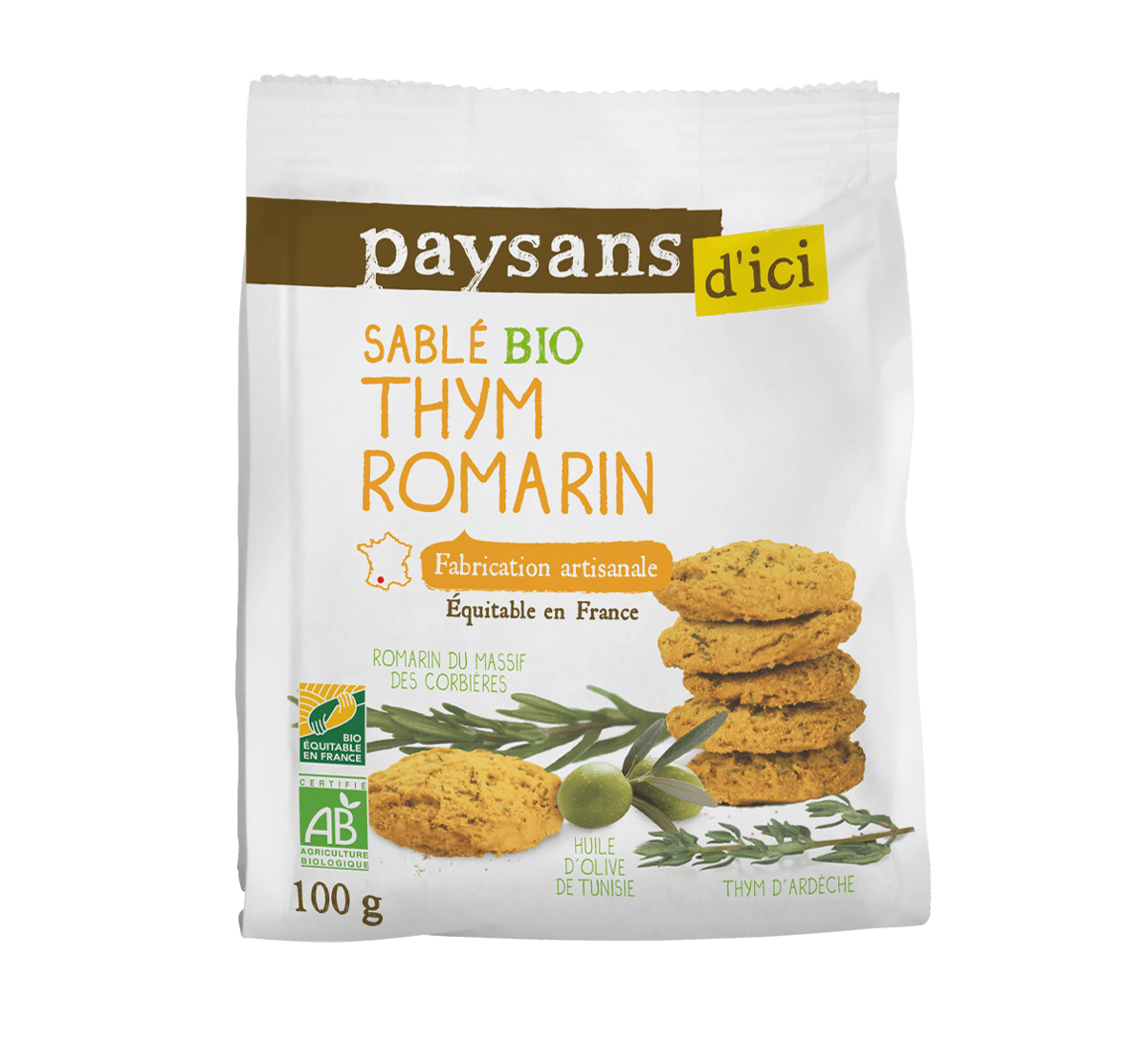 Sablé salé bio thym & romarin français issu du Commerce équitable I Paysans d'Ici Sablé salé bio thym & romarin français issu du Commerce équitable I Paysans d'Ici