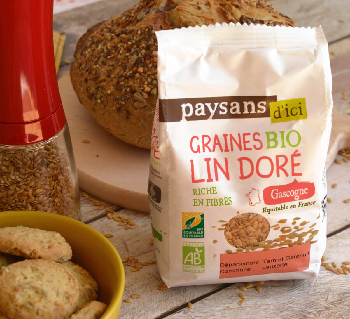 Sachet de graines de lin doré de Gascogne bio et équitables