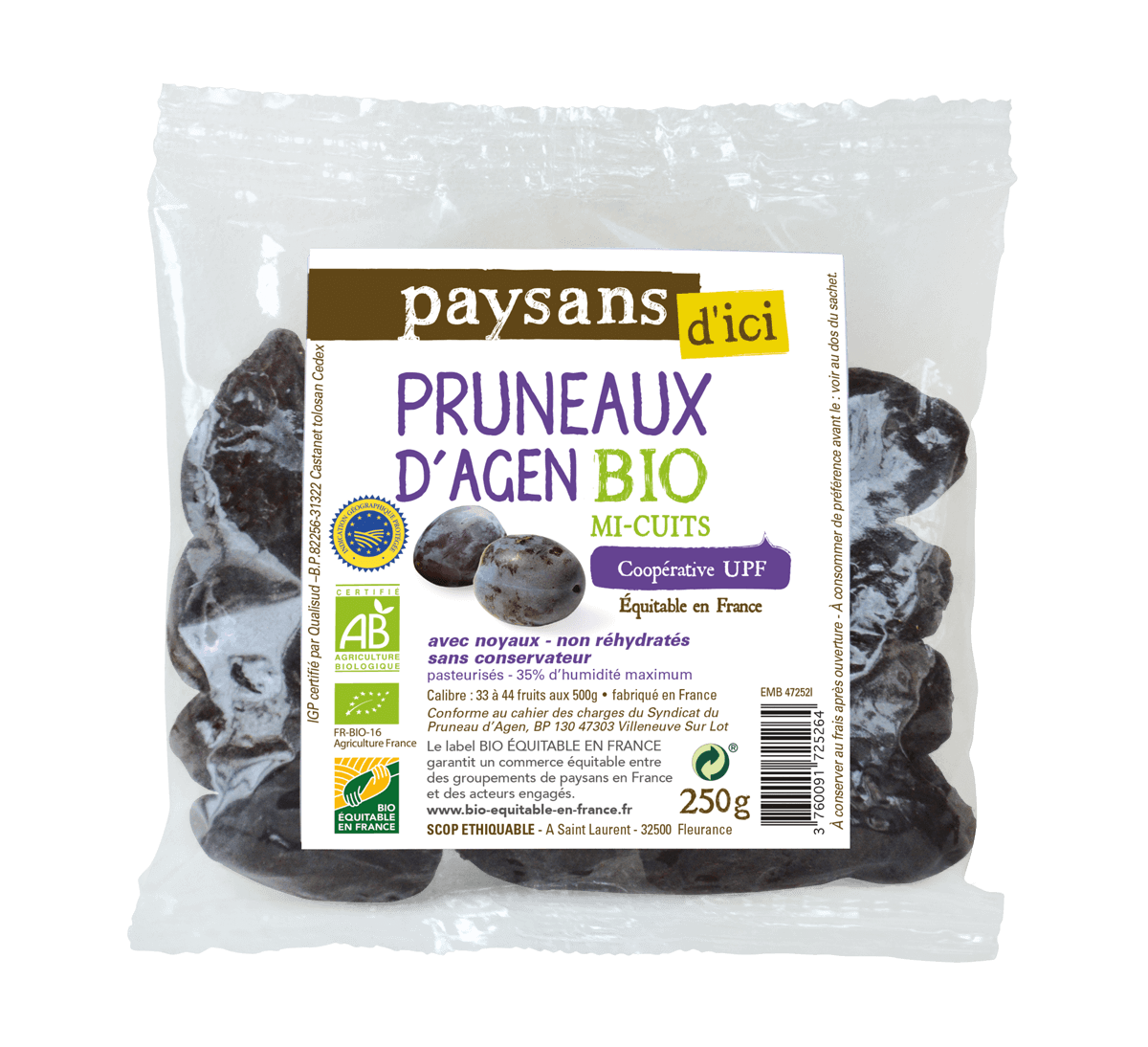 Pruneaux d'Agen mi-cuits - bio et équitable