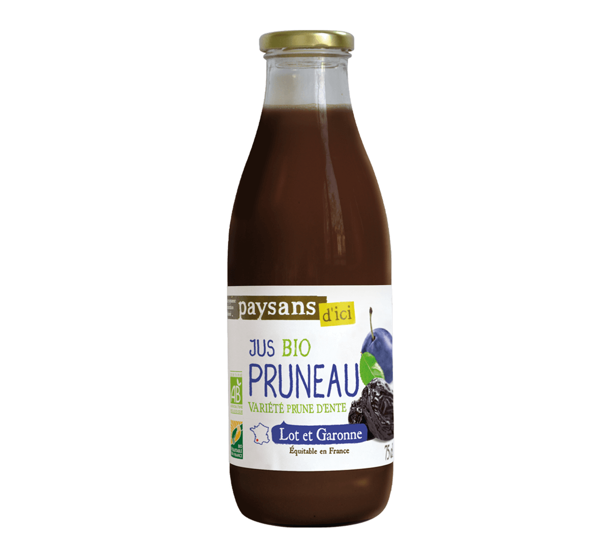 Paysans d'ici - Pur jus de pruneau bio et equitable.