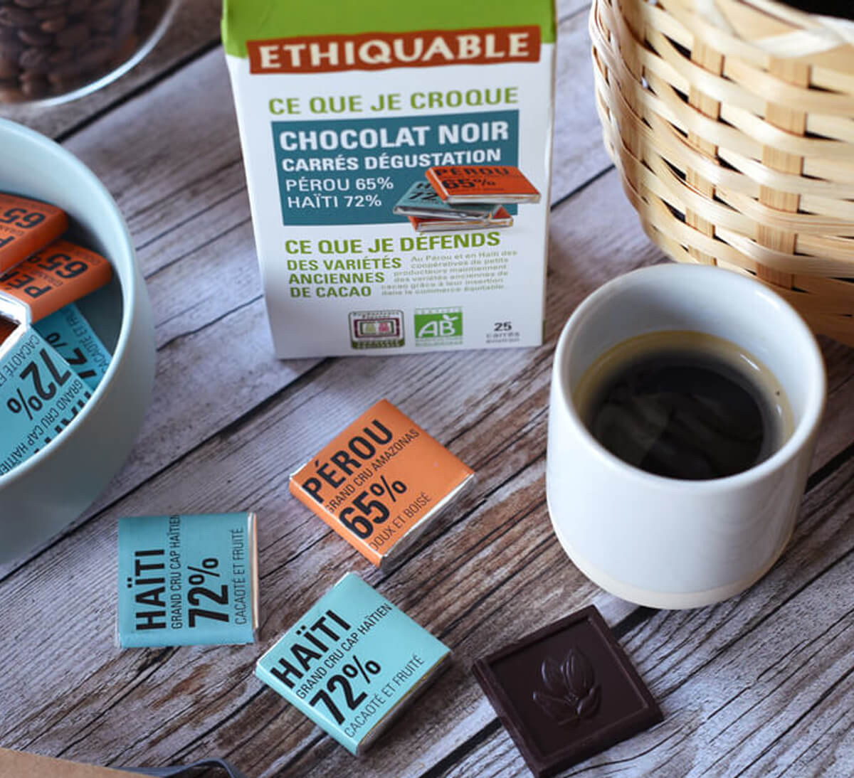 Ethiquable - Carrés de dégusation chocolat bio issu du Commerce Equitable