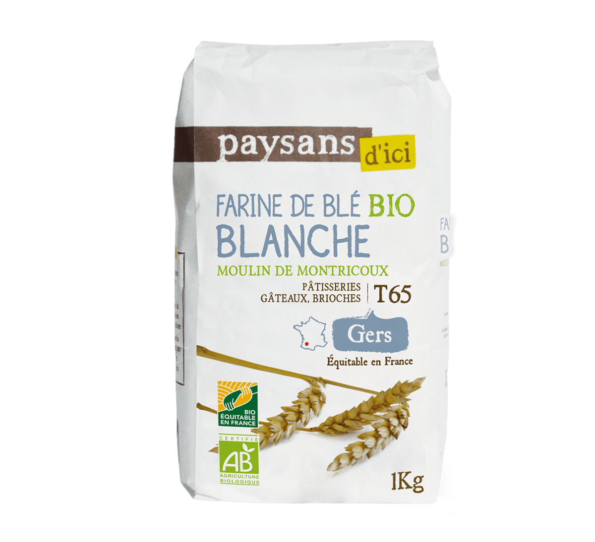 Farine de blé T65 vrac 5 kg Bio, locale, moulue à la meule de pierre