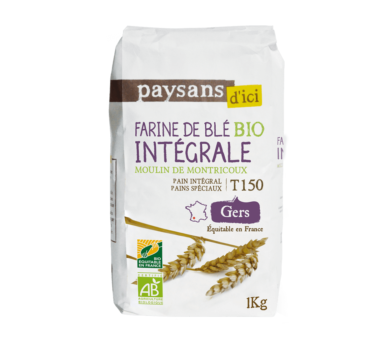 Paysans d'Ici - Farine de blé intégrale T150 du Gers - Equitable et bio