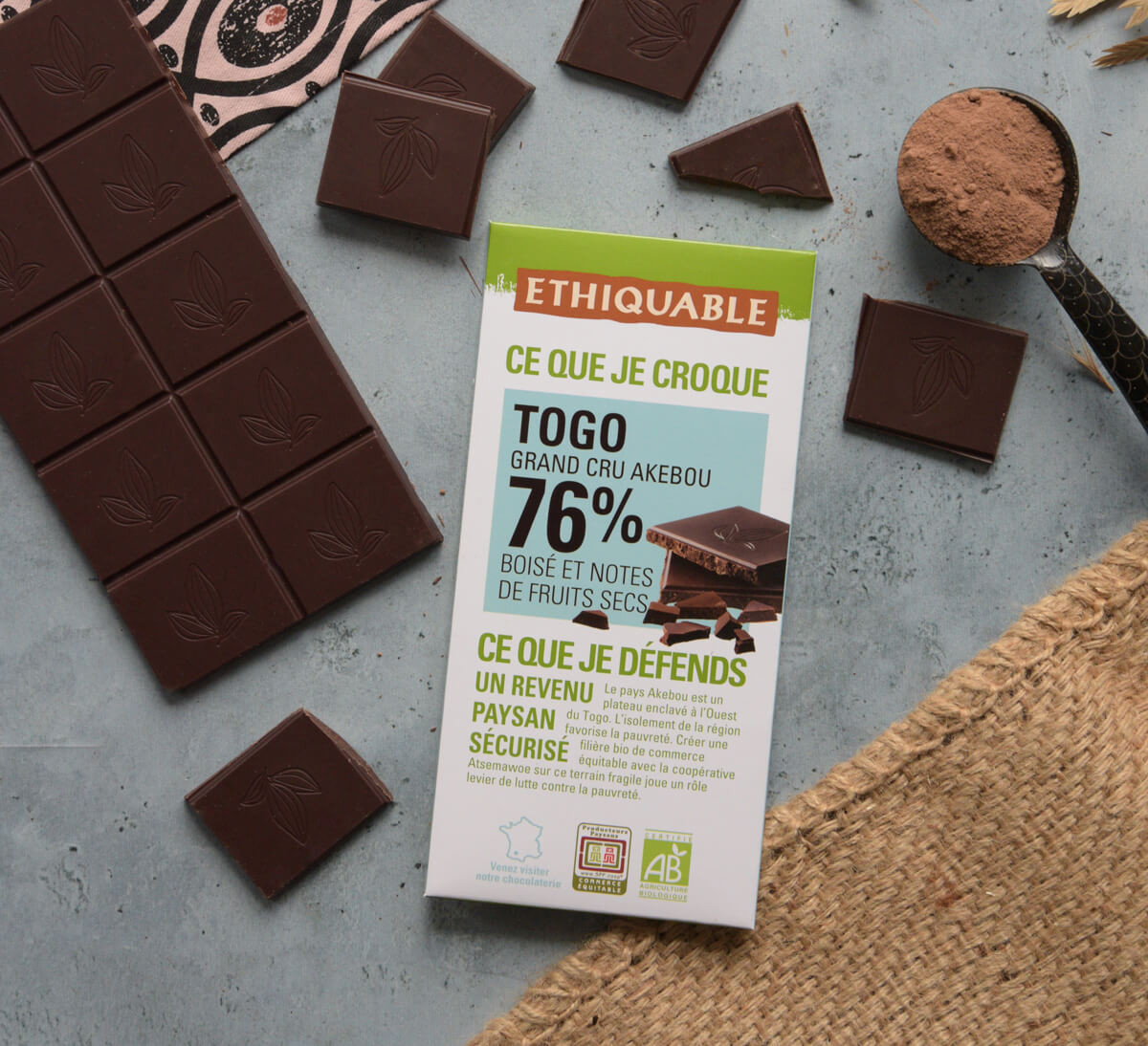 Ethiquable - Chocolat noir bio 76% Togo issu du Commerce Equitable