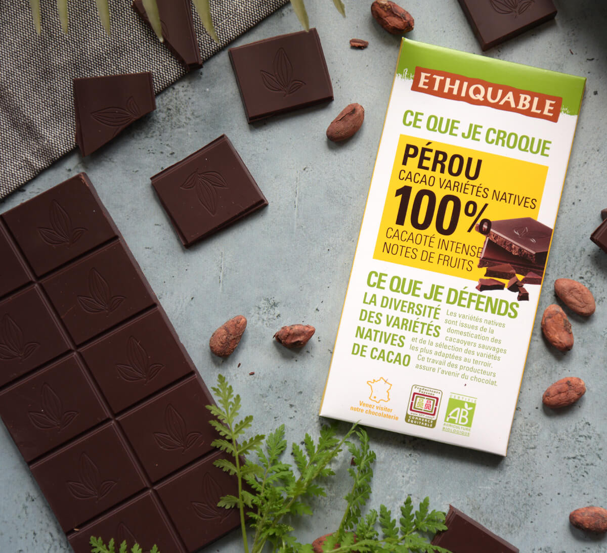 Ethiquable I Chocolat noir bio 100% du Pérou issu du Commerce Equitable