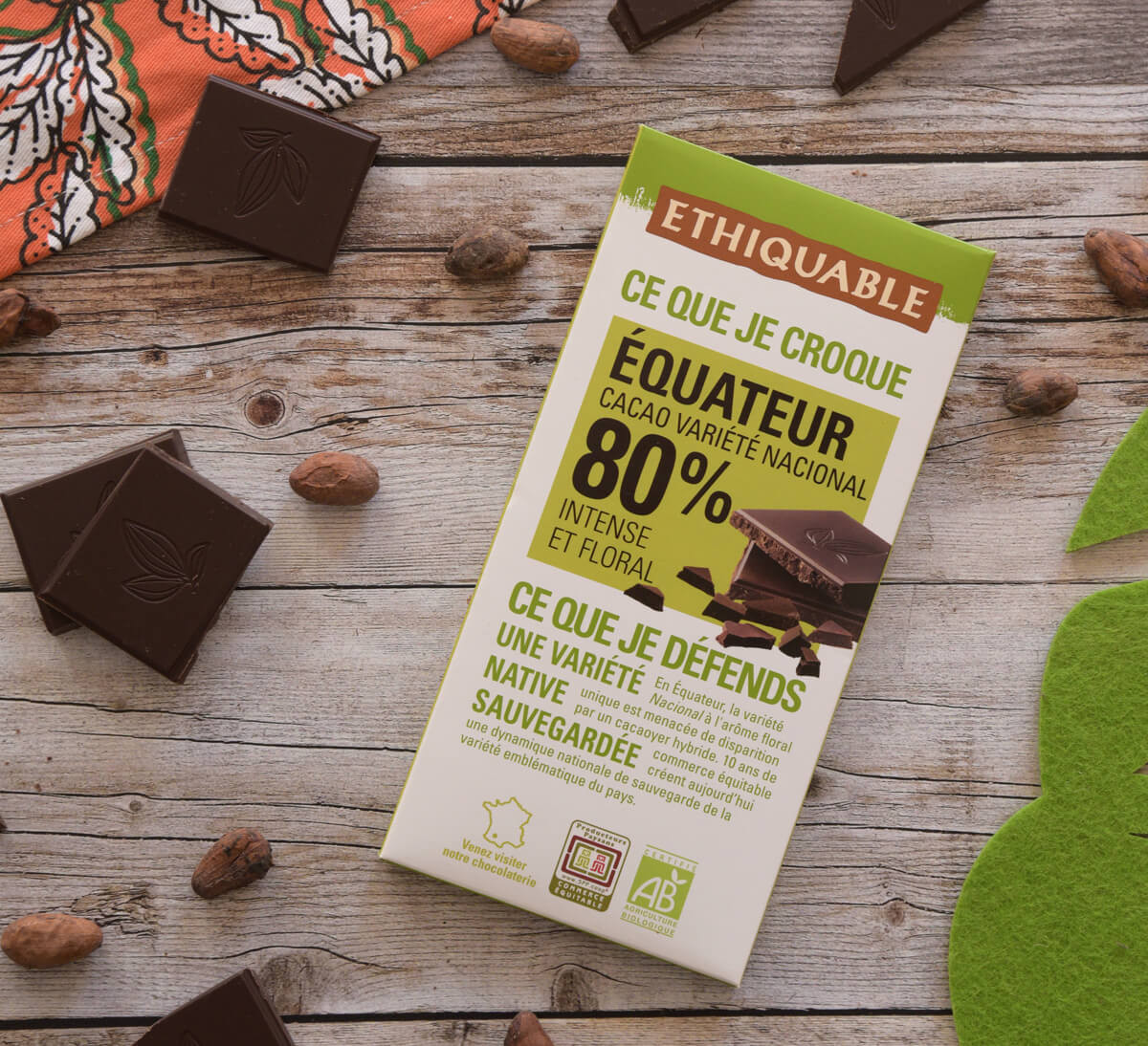 Ethiquable - Chocolat noir bio 80% Équateur issu du Commerce Equitable