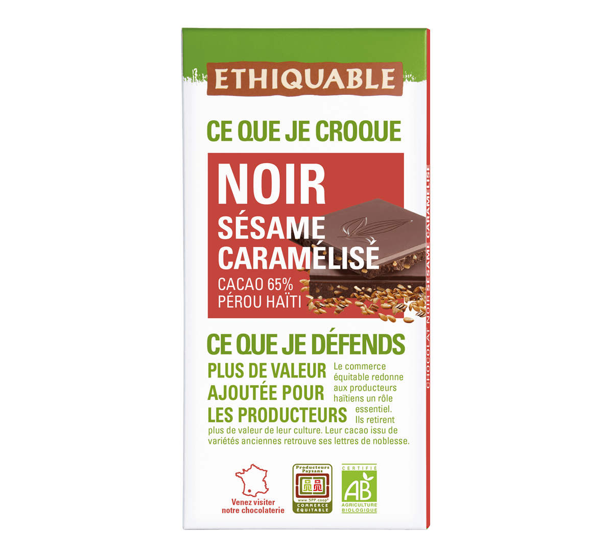 Bio VRAC Chocolat Lait Sésame tablette 80g Sao Tomé