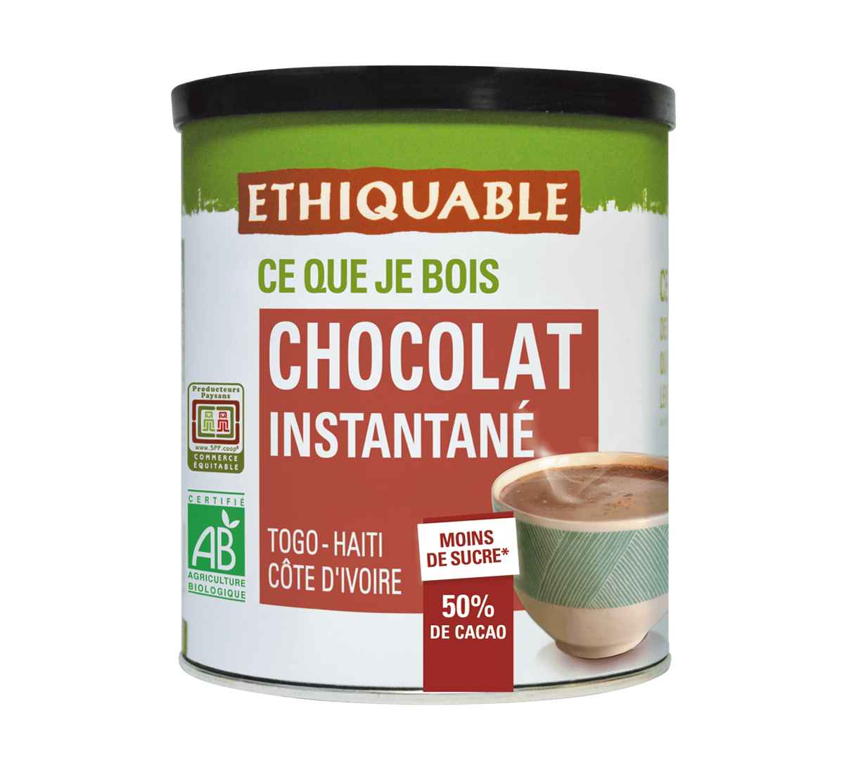 Ethiquable - Chocolat en poudre bio instantané issu du Commerce Equitable