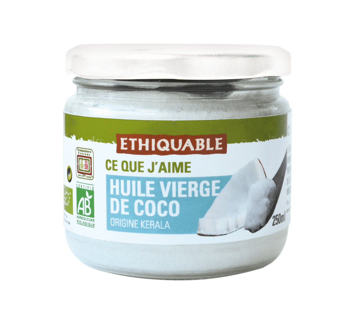 Ethiquable - Huile cuisson de coco vierge bio d'Inde issue du Commerce Equitable