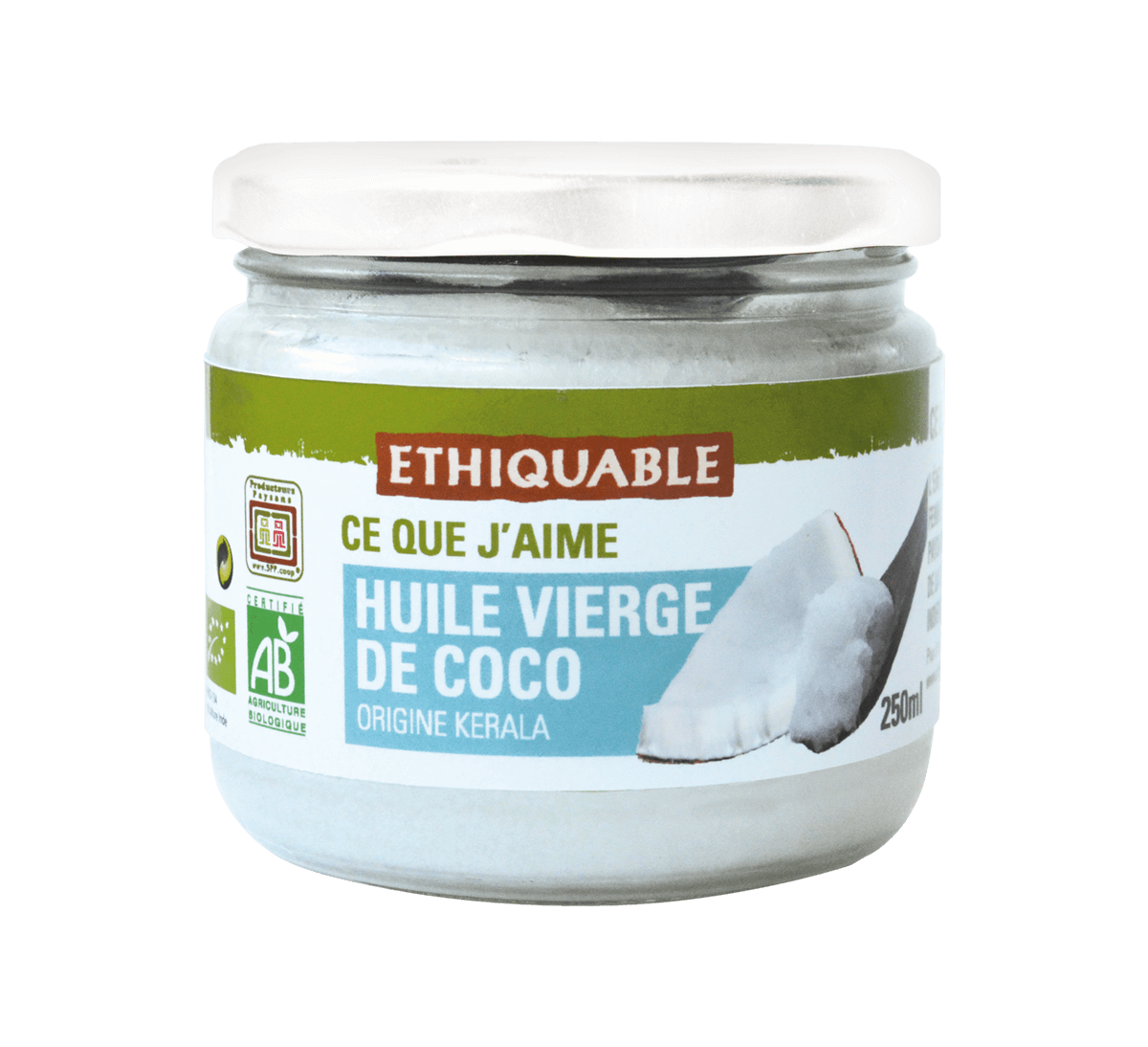 Huile cuisson de coco vierge bio d'Inde issue du Commerce Equitable