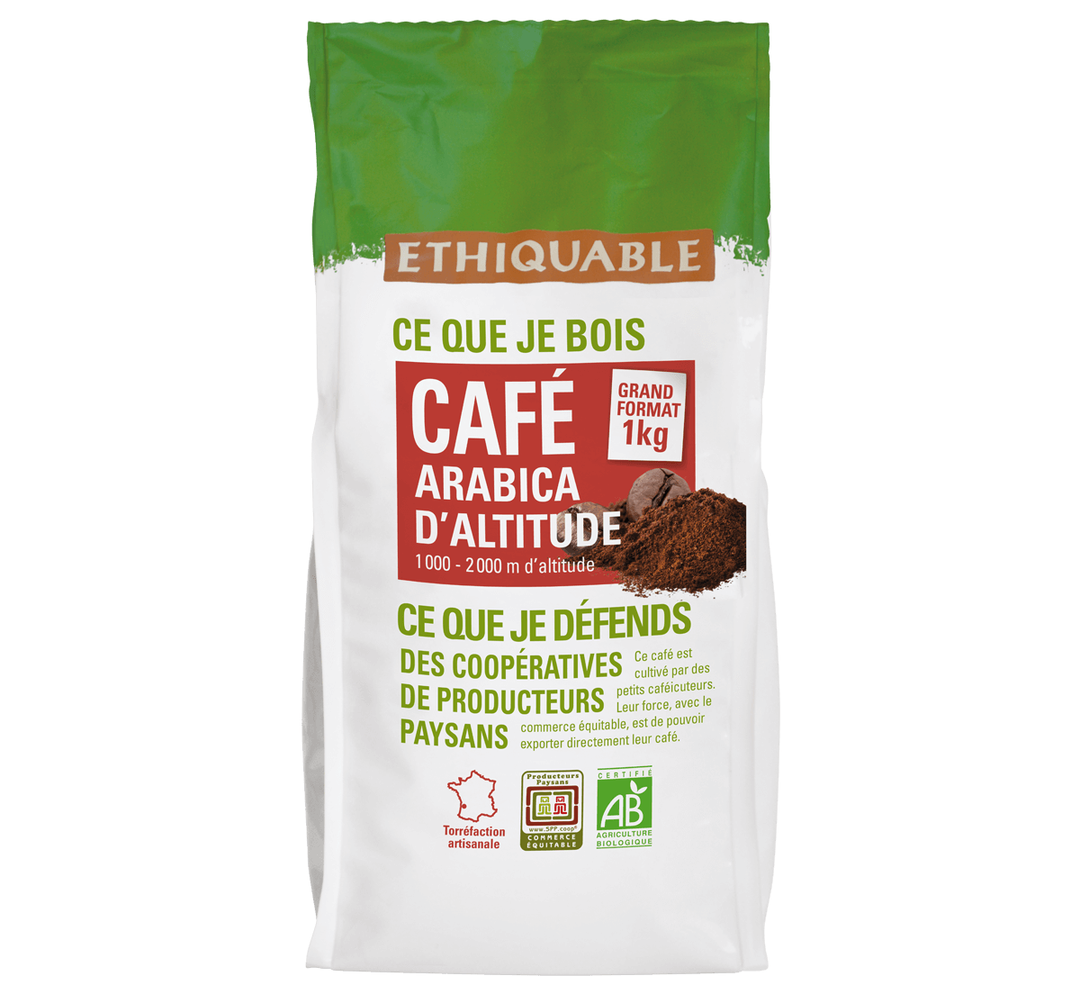 Ethiquable - Arabica en grains bio du Congo issu du Commerce Equitable1 kilo