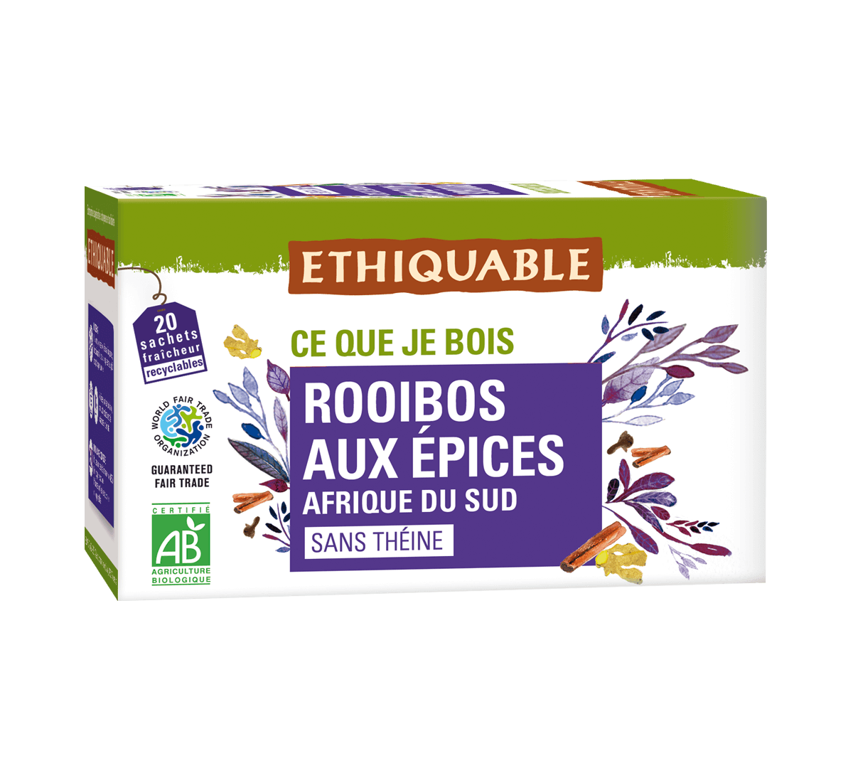 Ethiquable - Rooibos bio d'Afrique du Sud au épices issu du commerce équitable