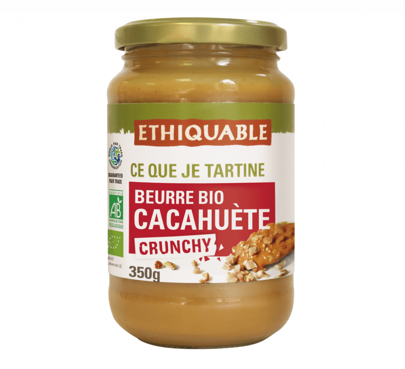 Beurre de cacahuètes bio crunchy issu du Commerce équitable