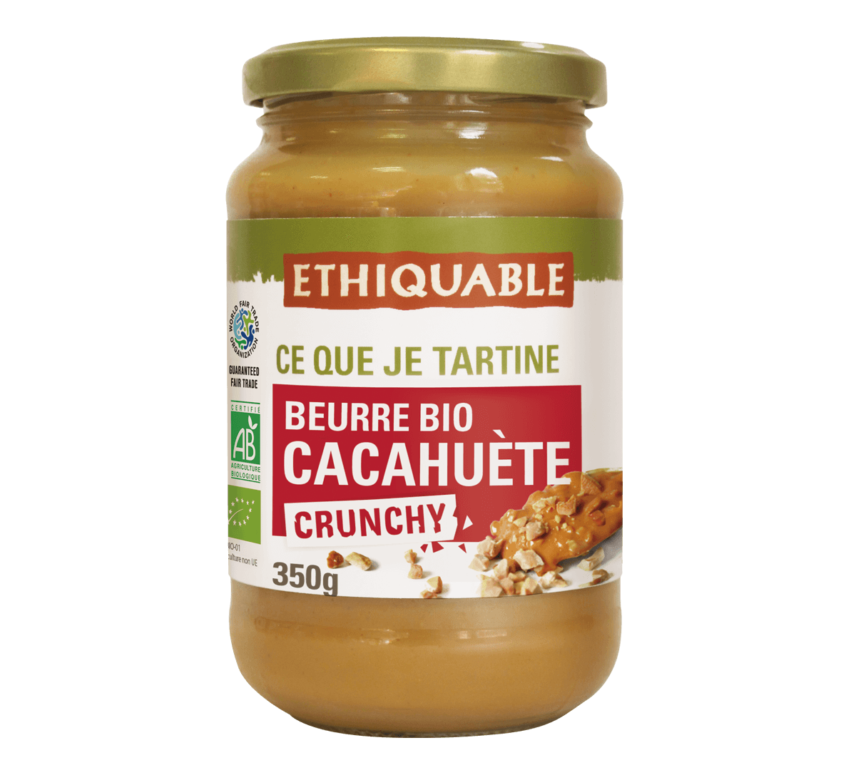 Ethiquable - beurre de cacahuète bio crunchy avec morceaux issu du commerce équitable