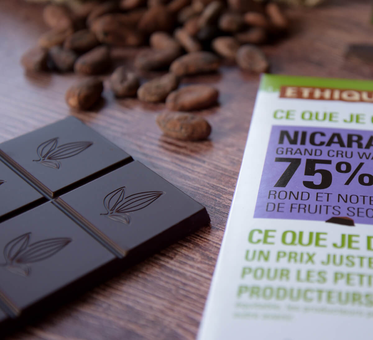 Ethiquable - Chocolat noir bio 75% de cacao du Nicaragua issu du Commerce Equitable