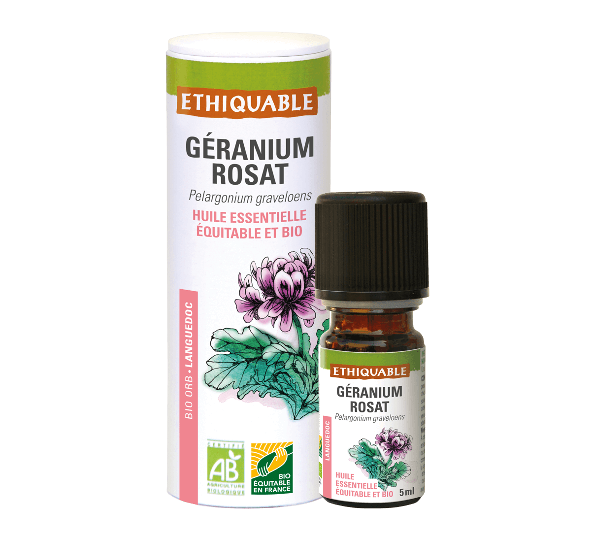 Ethiquable - Huile essentielle de Géranium Rosat du Languedoc bio et équitable pour régénérer sa peau