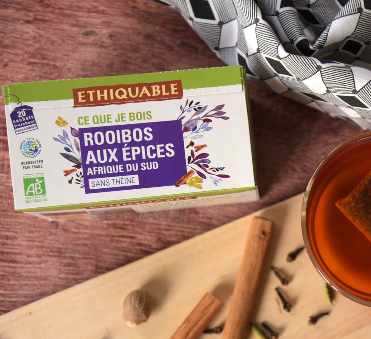 Ethiquable - Rooibos bio d'Afrique du Sud au épices issu du commerce équitable