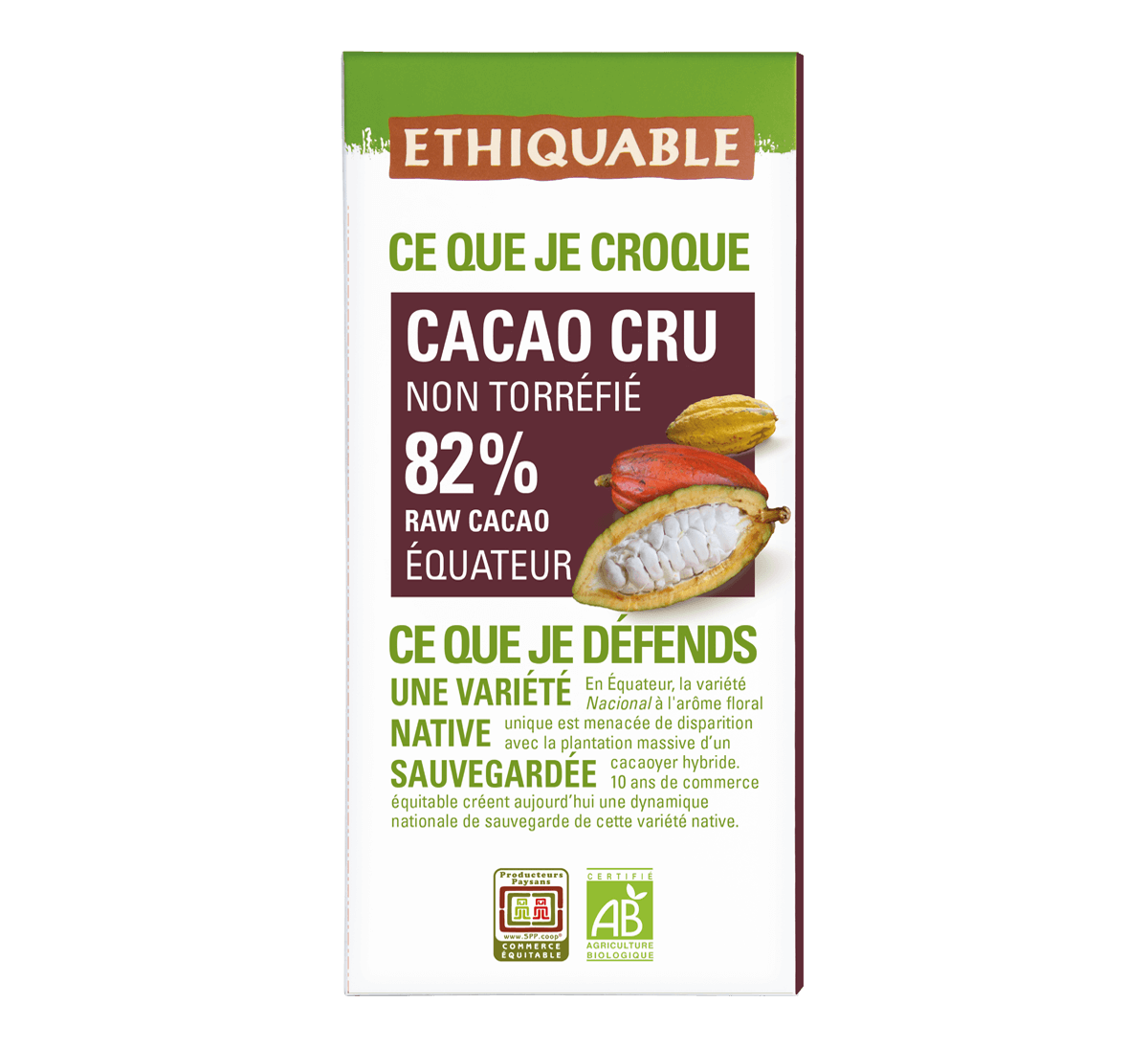 Chocolat noir bio 82% cacao cru issu du Commerce Equitable I Ethiquable Chocolat noir bio 82% cacao cru issu du Commerce Equitable I Ethiquable