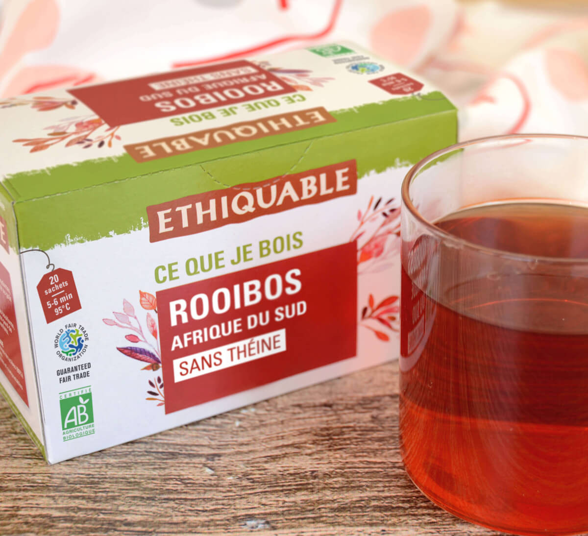 Boîtes sachets d'infusion Rooibos bio et équitable d'Afrique du Sud