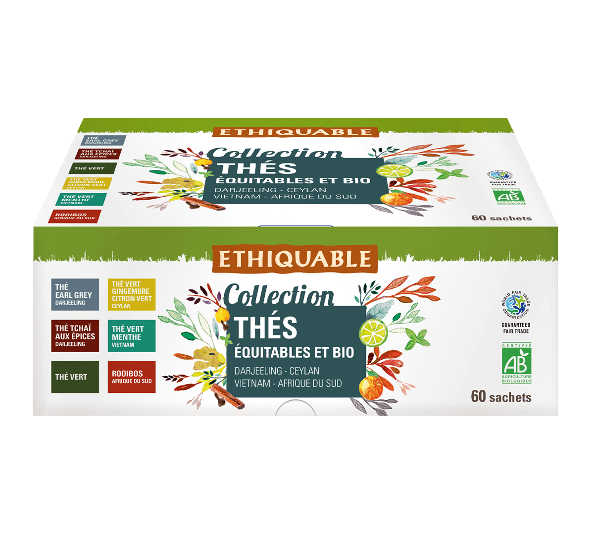 Ethiquable - Collection coffret thés noirs et verts bio et issus du commerce équitable