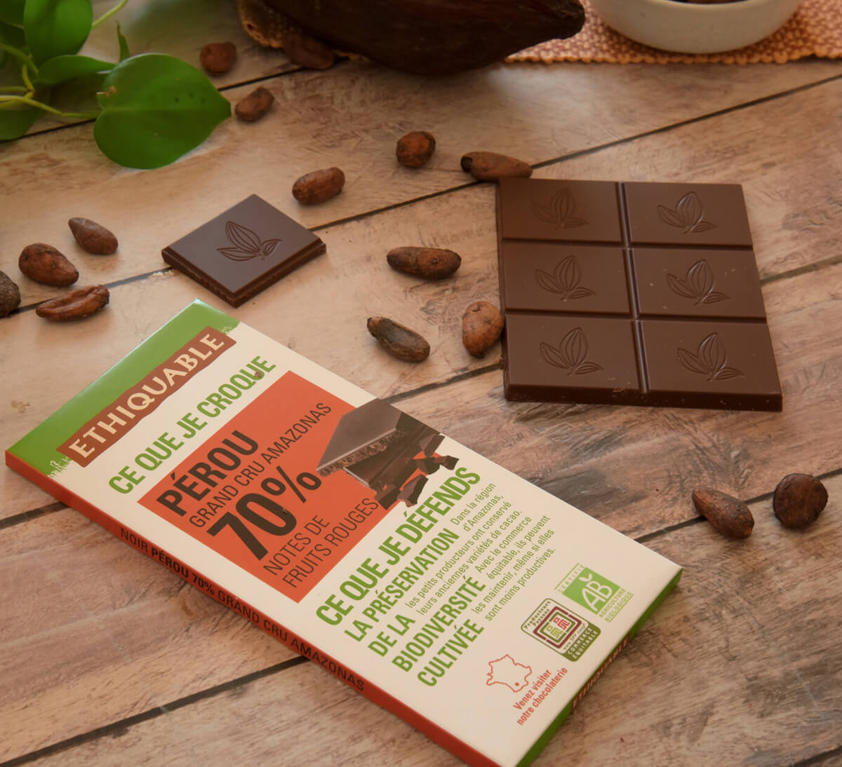 Ethiquable I Chocolat noir bio 70% du Pérou issu du Commerce Equitable