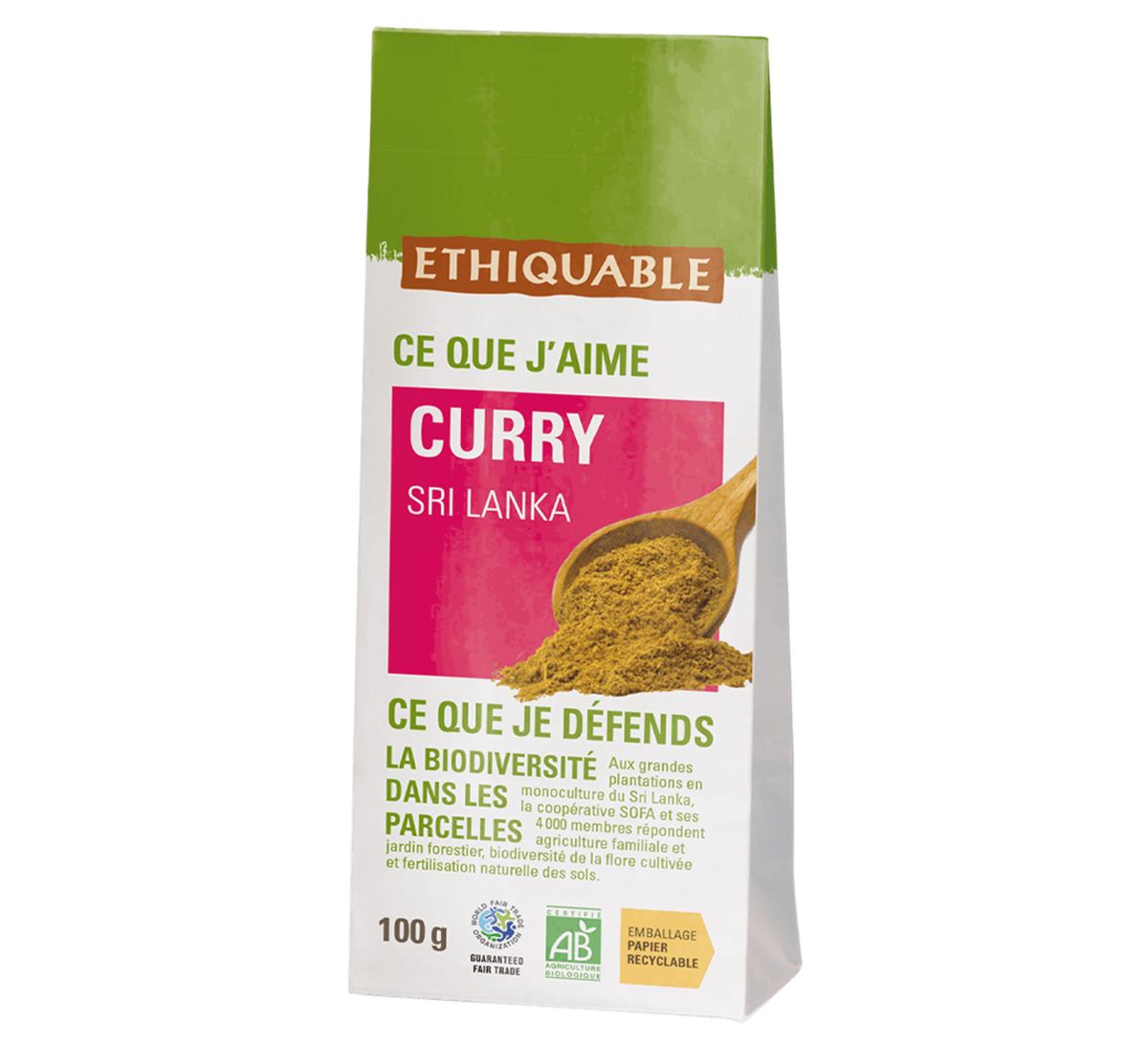 ETHIQUABLE - recharge de curry bio du Sri Lanka issu du commerce équitable