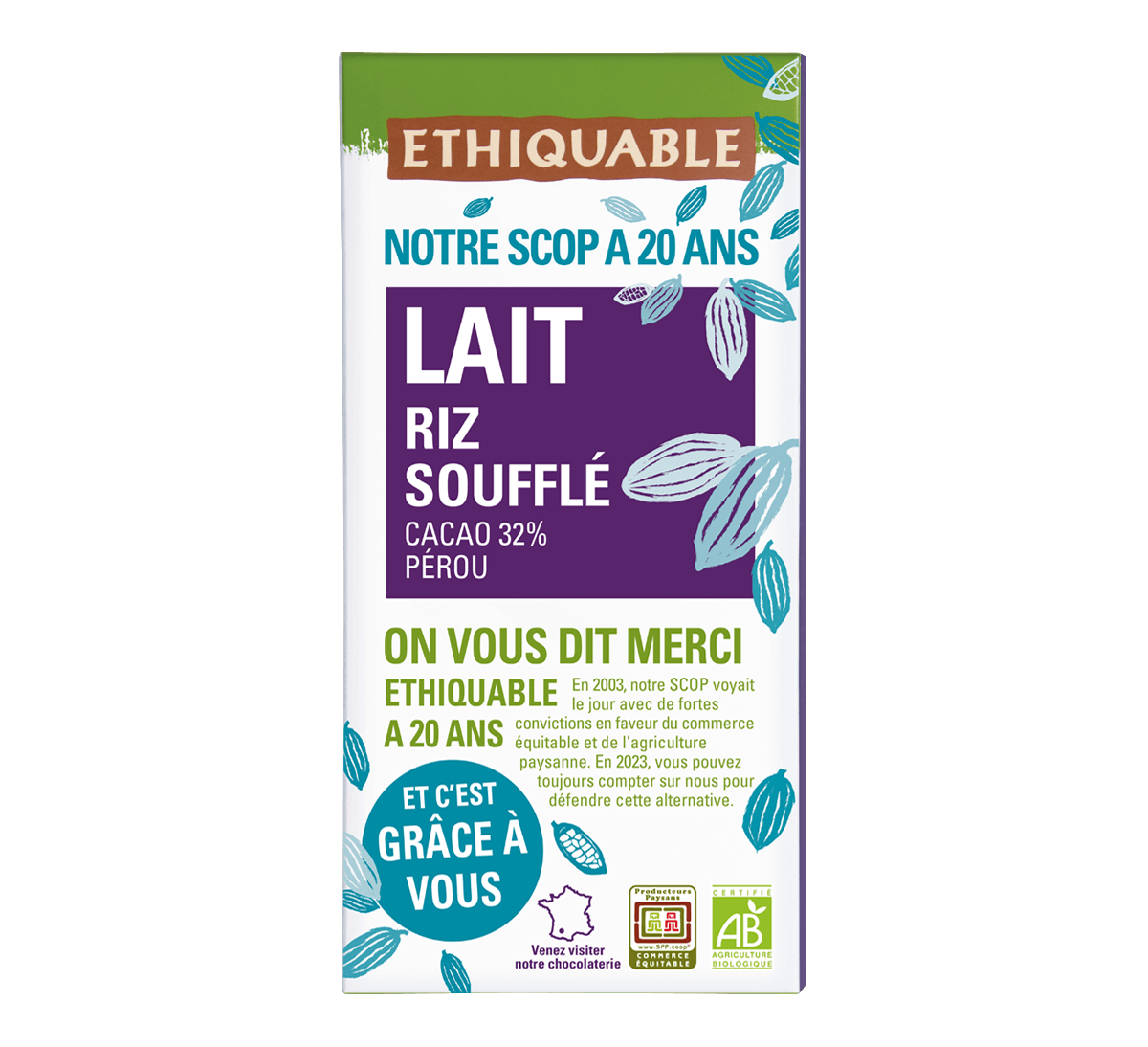 Riz soufflé chocolat bio sans gluten pour enfant Rosies