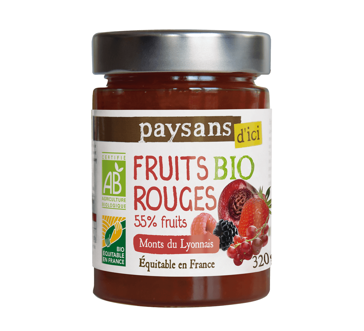 Paysans d'Ici - Confiture de fruits rouges des Monts Lyonnais bio et équitable