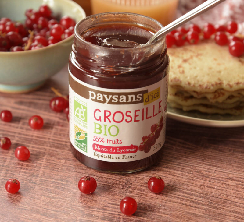 Confiture de groseilles bio des Monts Lyonnais Commerce Equitable