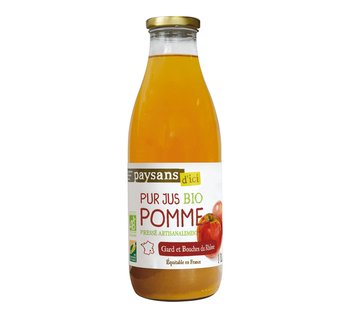 Paysans d'Ici - Pur jus de pomme bio du Gard et des Bouches-du-Rhône issu du Commerce équitable