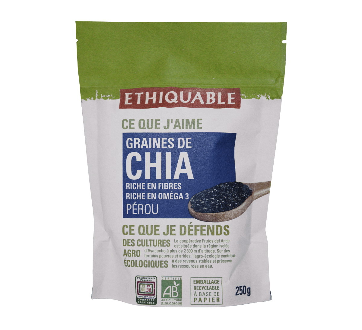 Ethiquable - Graines de chia bio du Pérou issues du Commerce Equitable. Riche en fibres & Oméga 3