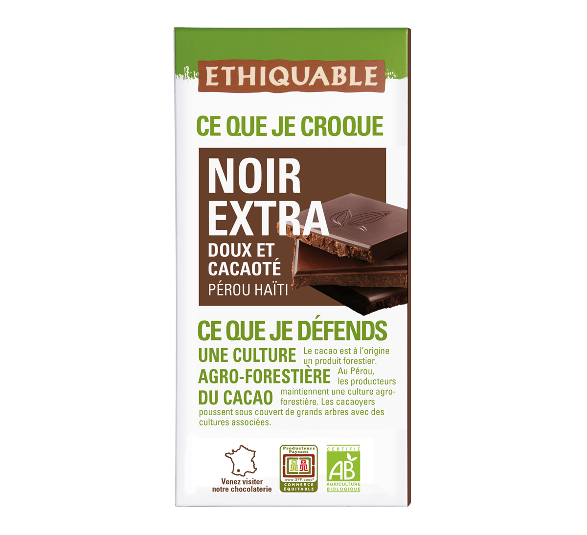 Ethiquable - Chocolat noir bio Extra issu du Commerce Equitable