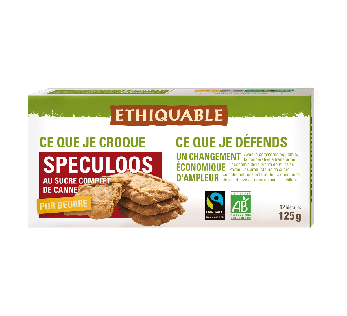 Ethiquable - Biscuits spéculoos bio pur beurre au sucre de canne issus du commerce équitable