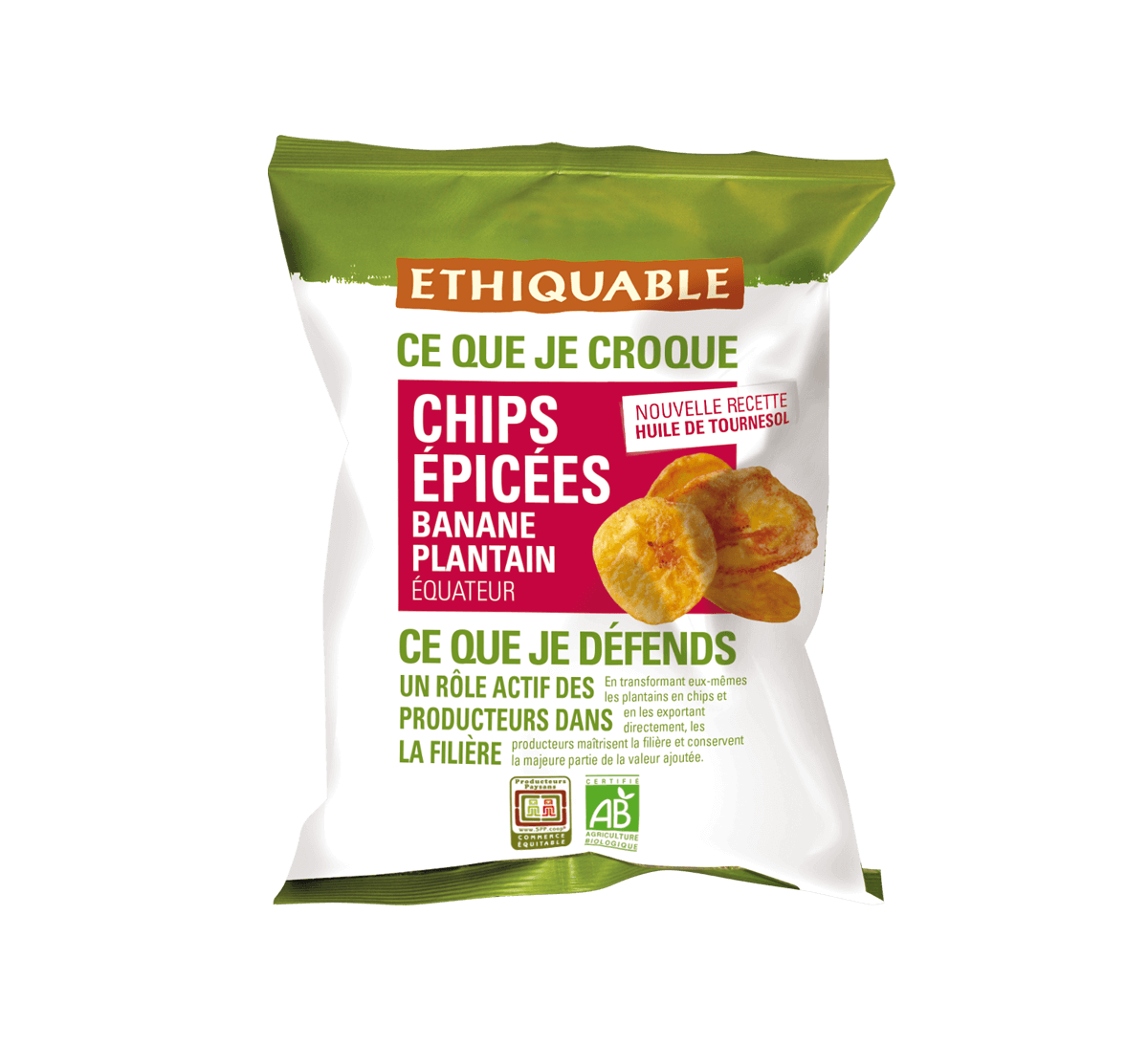 Ethiquable - Chips épicées de banane plantain bio issues du Commerce Equitable