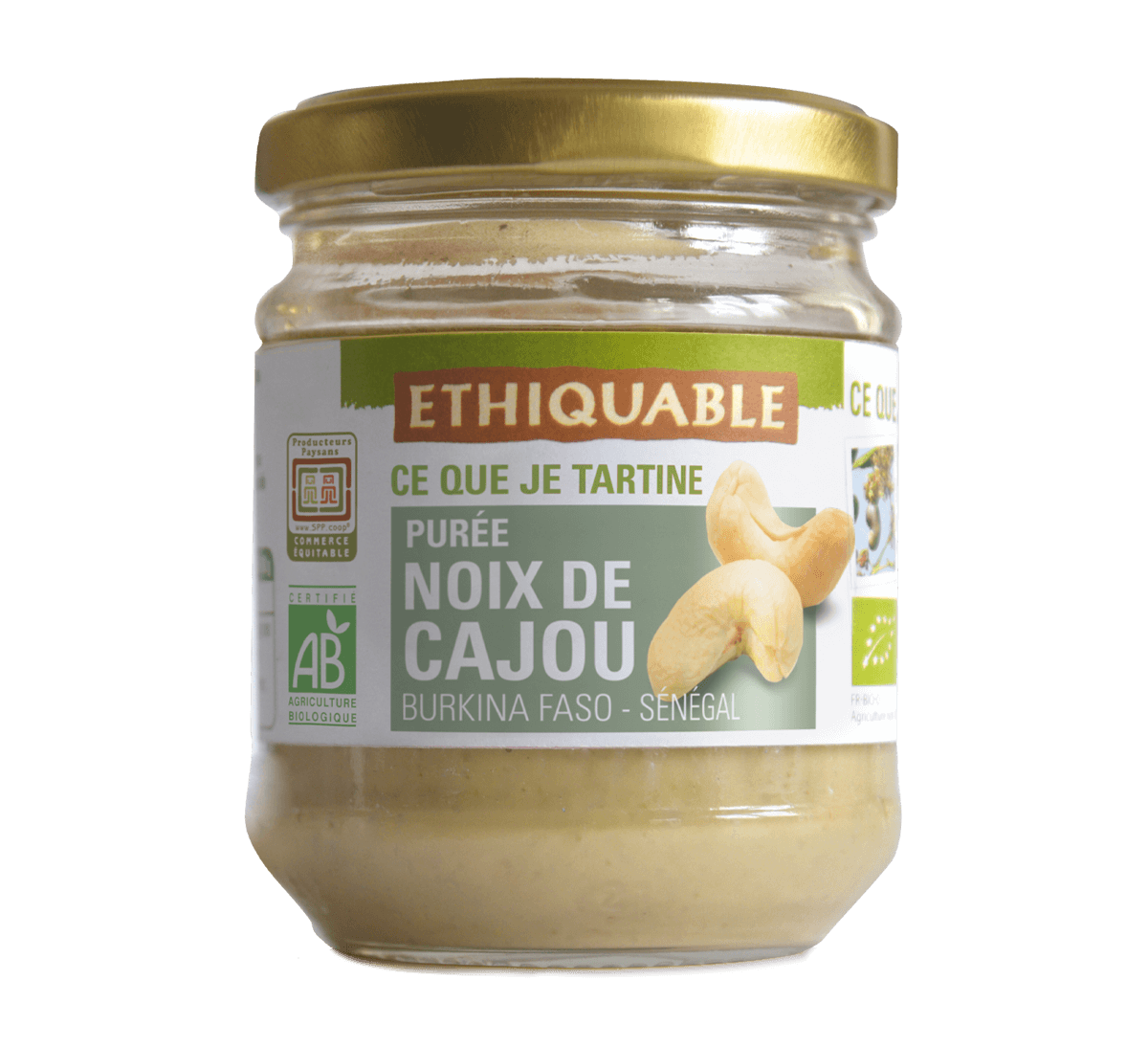 Ethiquable - purée de noix de cajou anacarde bio issue du commerce équitable au Burkina Faso et au Sénégal