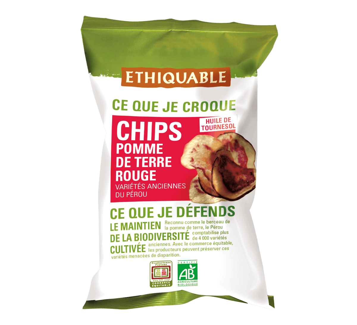 Chips de pomme de terre rouge bio du Pérou issues du Commerce Equitable