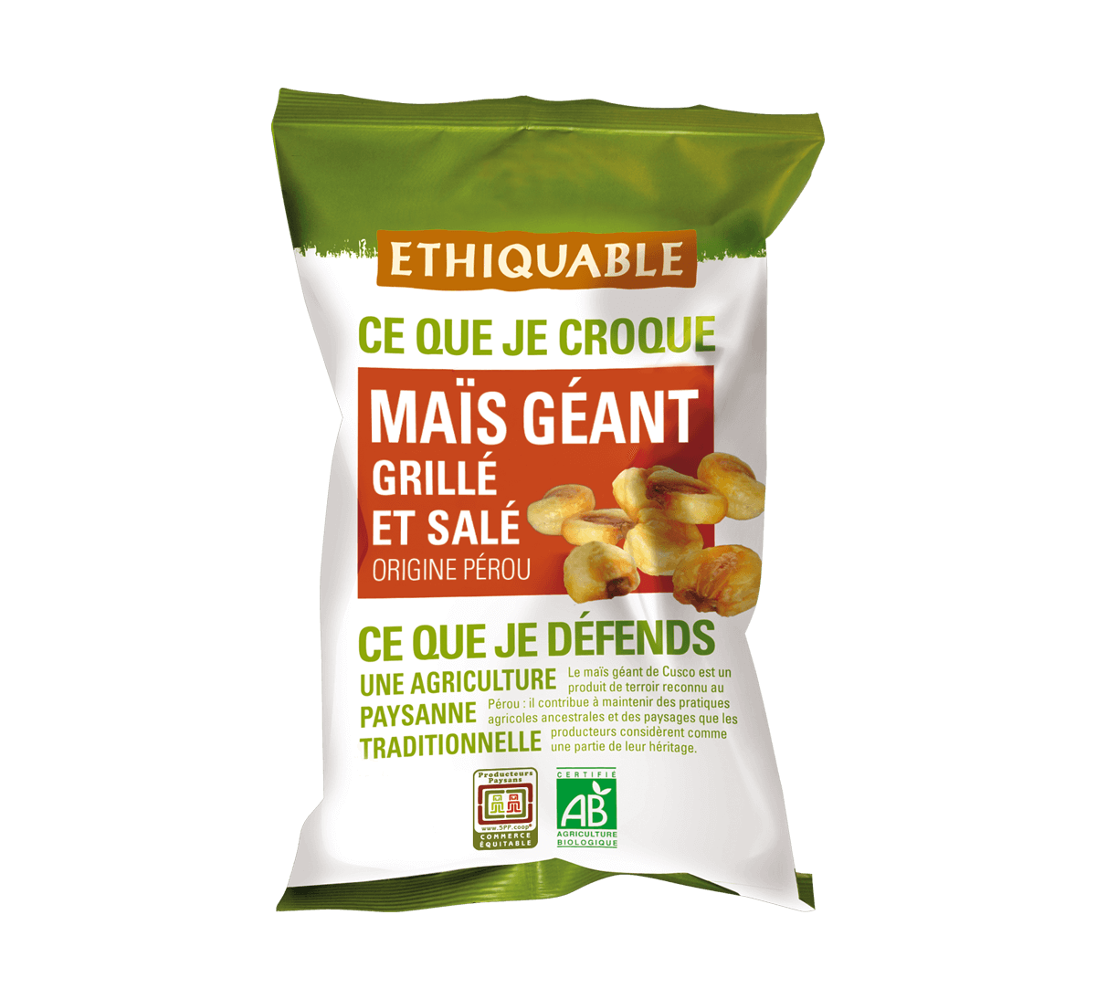 Chips maïs bio grillé et salé du Pérou issu du commerce équitable