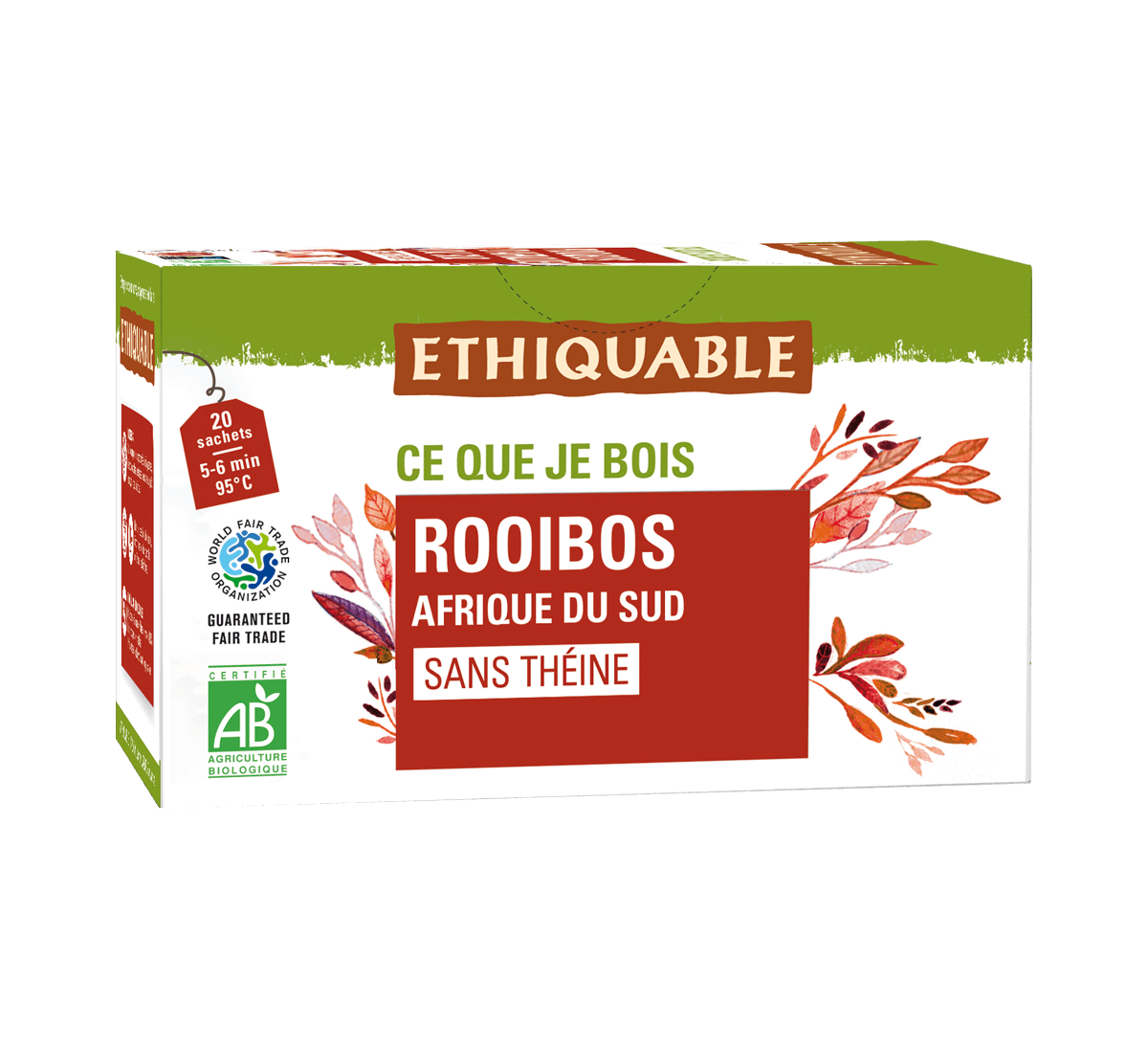 Infusion Rooibos bio d'Afrique du Sud issue du Commerce équitable, en sachets