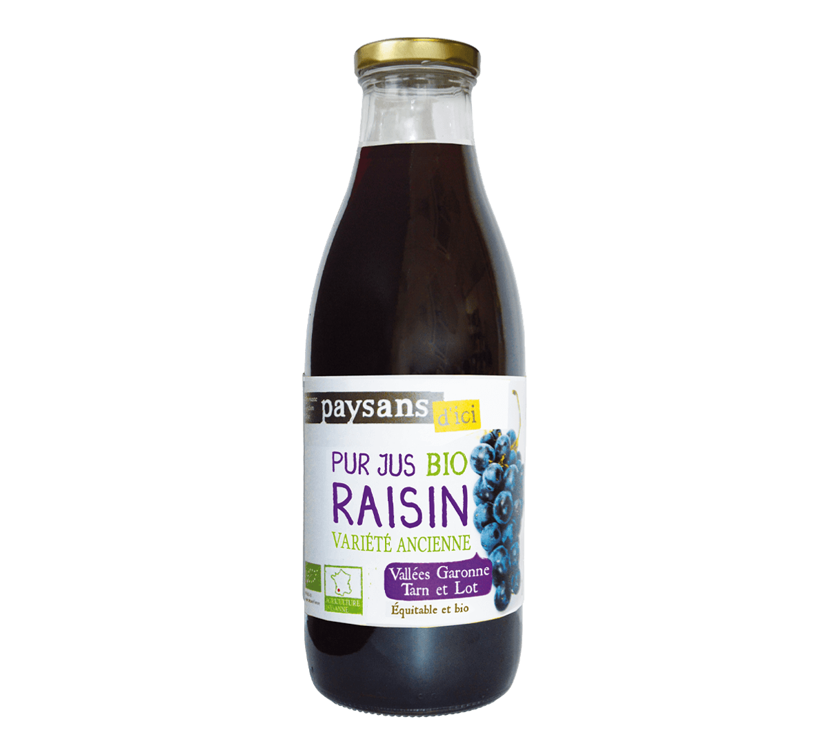 Paysans d'Ici - Pur jus de raisin bio de Garonne issu du commerce équitable