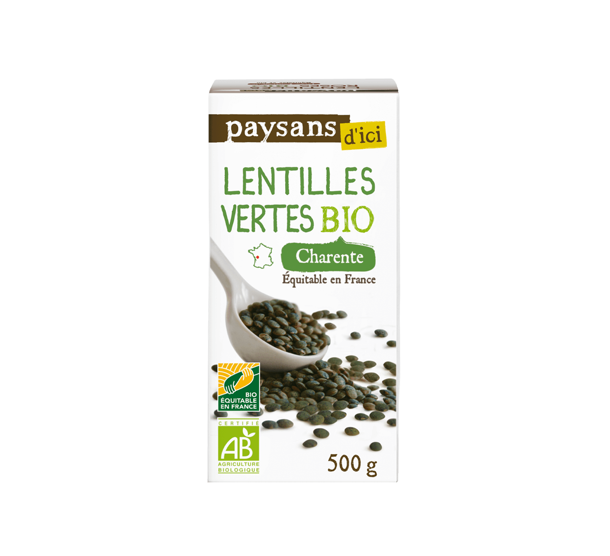 Paysans d'Ici - Lentilles vertes bio de Charente issues du Commerce Equitable