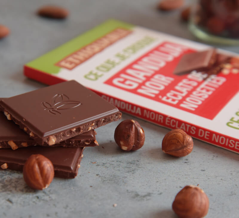 Pack tablette chocolat noir gianduja aux éclats de noisettes bio et quitable