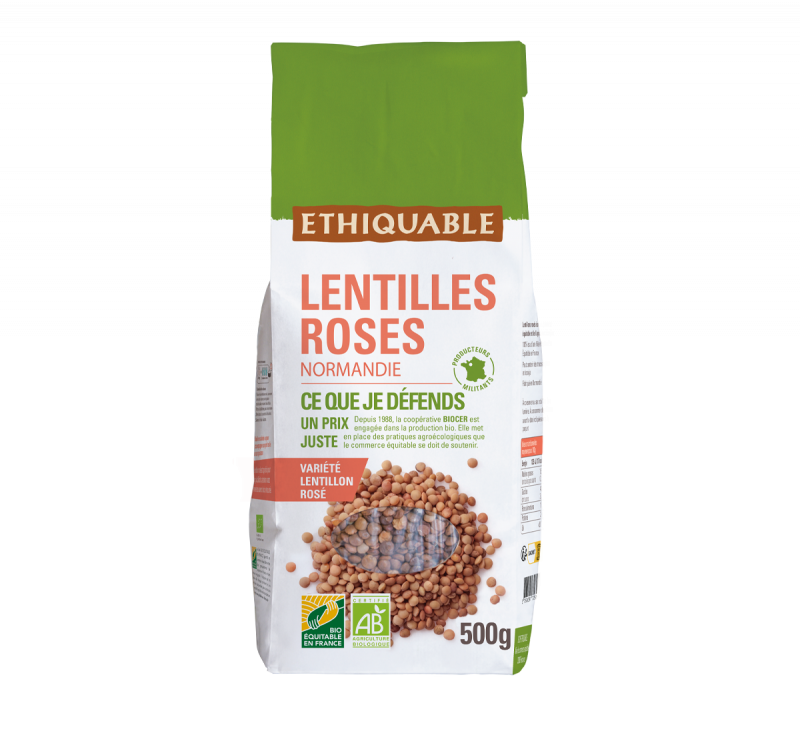 Lentilles roses Lentillon rosé de Normandie - bio et équitable