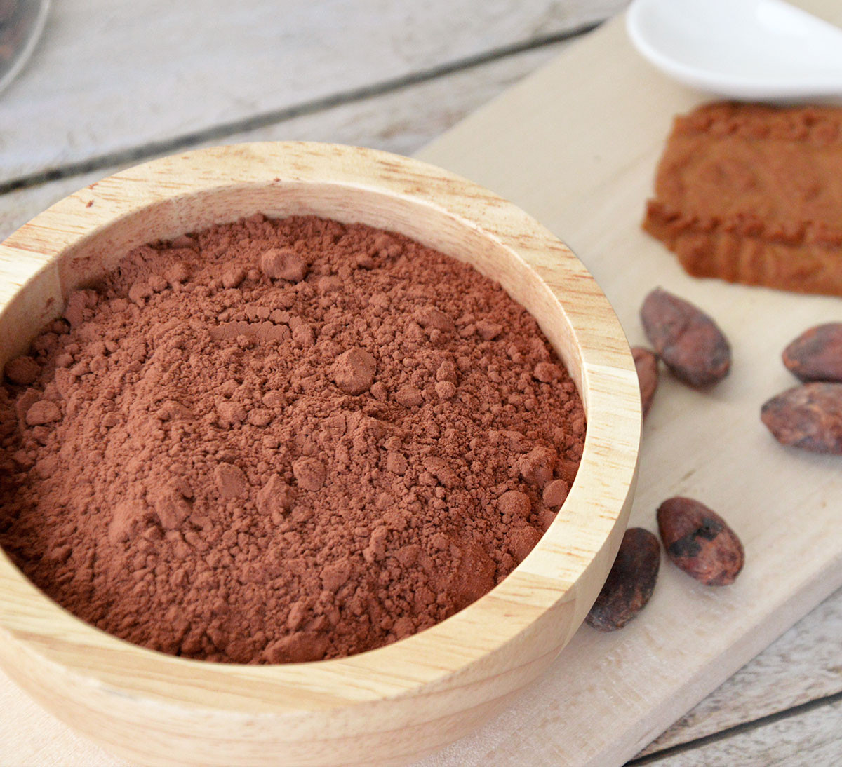 gros plan poudre cacao maigre bio équitable ethiquable non alcalinisée gros plan poudre cacao maigre bio équitable ethiquable non alcalinisée