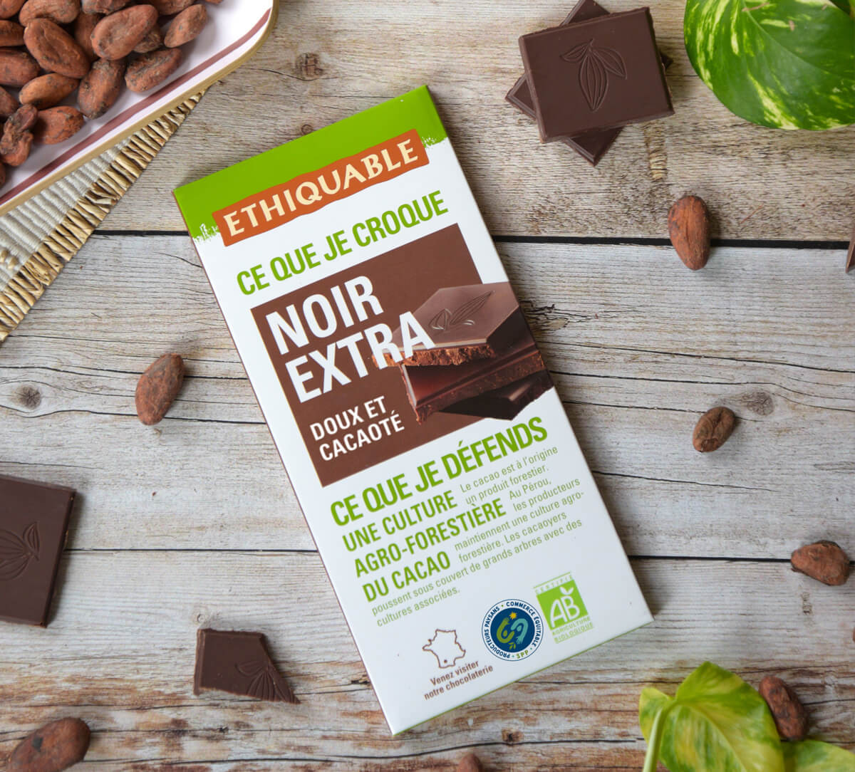 Tablette de chocolat noir Extra bio et équitable Tablette de chocolat noir Extra bio et équitable