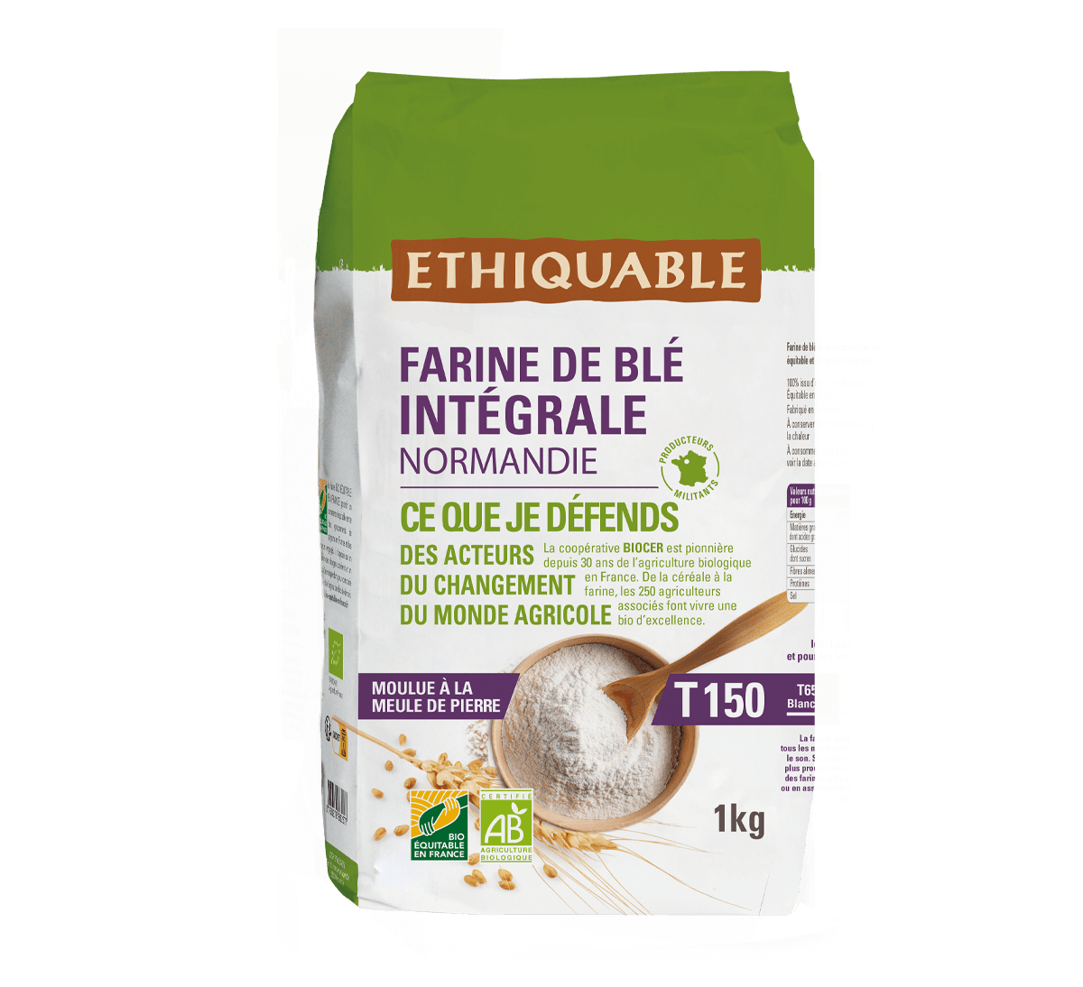 Farine de blé bio intégrale T150 du Gers issue du commerce équitable Farine de blé bio intégrale T150 du Gers issue du commerce équitable