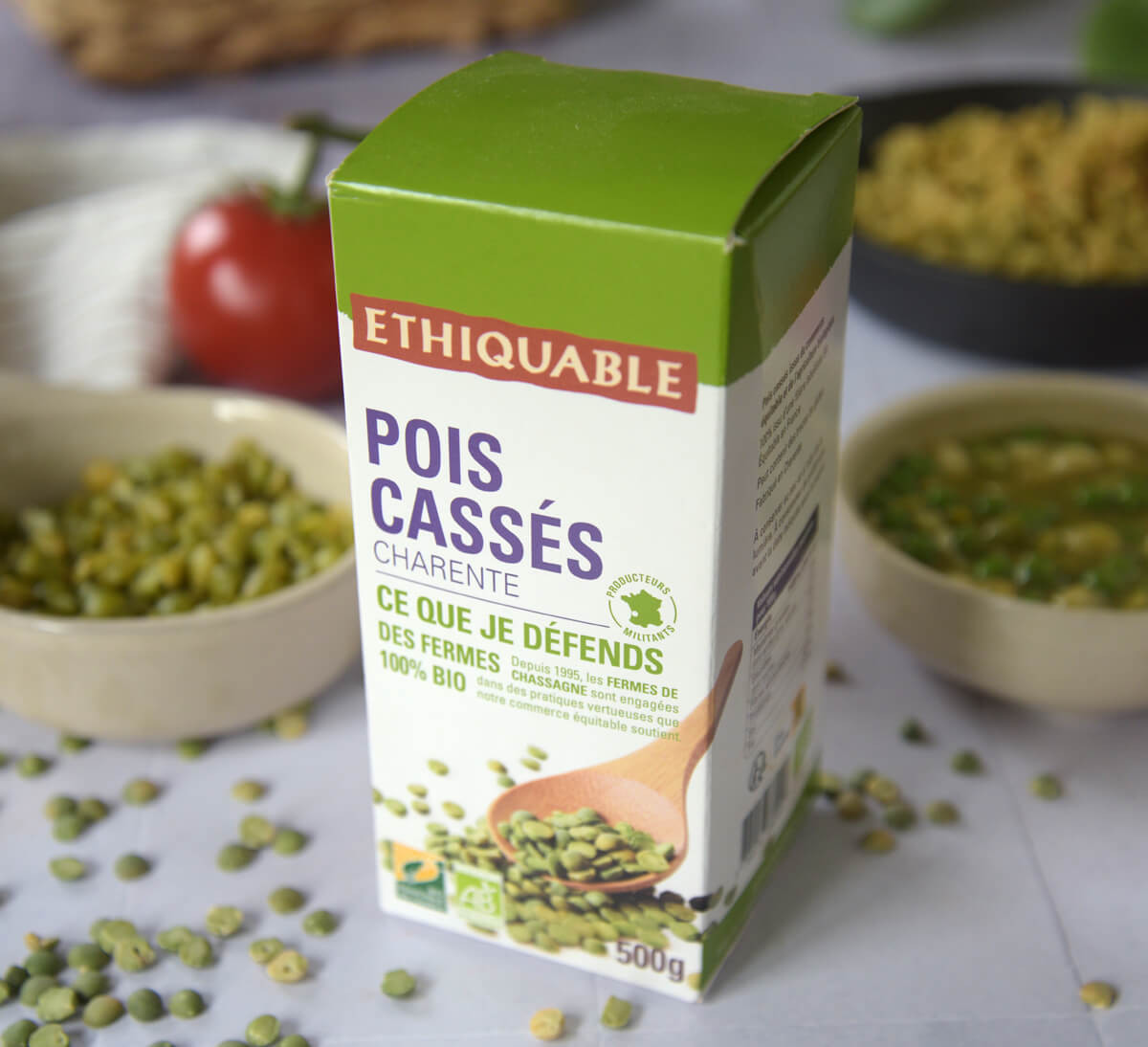 Boîte de pois cassés bio de Charente issus de Commerce Equitable - Ethiquable Boîte de pois cassés bio de Charente issus de Commerce Equitable - Ethiquable
