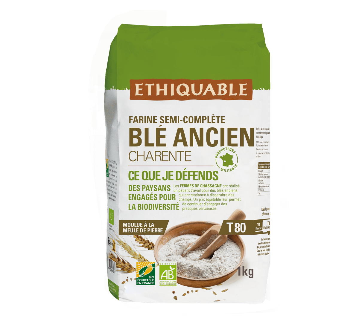 Farine bio semi-complète de blé ancien T80 de France issue du Commerce équitable - Ethiquable Farine bio semi-complète de blé ancien T80 de France issue du Commerce équitable - Ethiquable