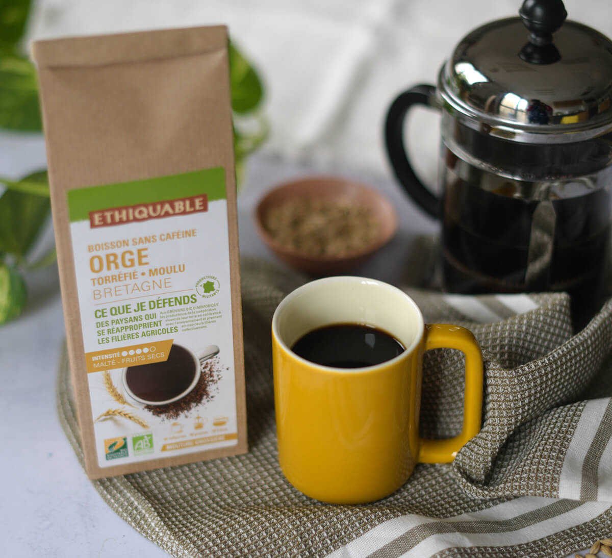 Tasse d'orge torréfié moulu de Bretagne pour boisson sans caféine bio et équitable - Ethiquable